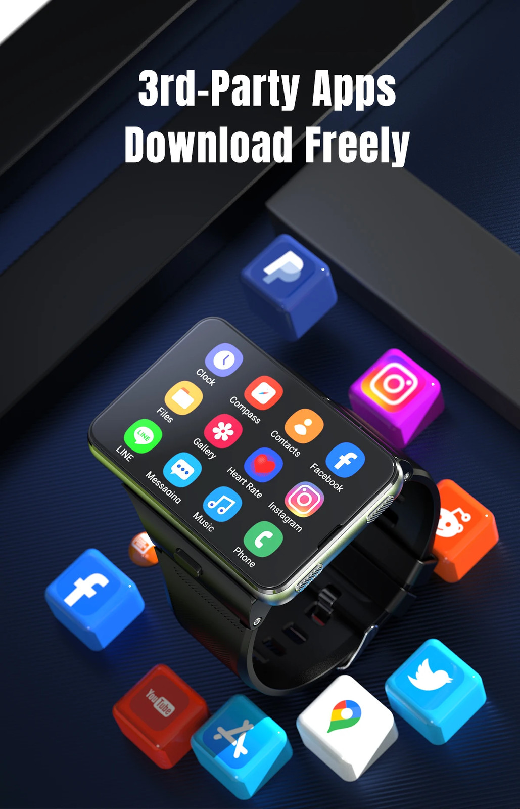 S999 4G Android Smart Watch Phone 2.88” Touch Screen Dual Camera 4GB+64GB GPS Wi