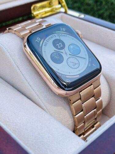 Custom Rose Gold 45MM Apple Watch SERIES 9 Stainless Steel Rose Gold Link LTE