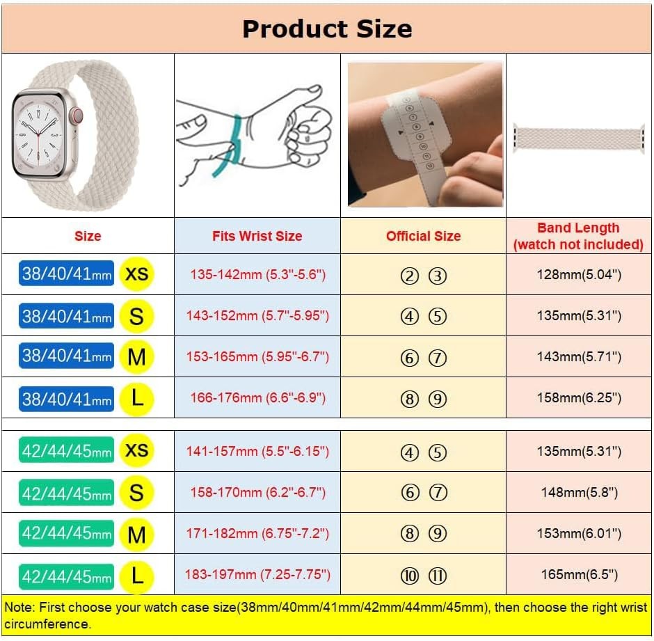2 Pack Braided Solo Loop Strap Compatible with Apple Watch 40mm 41mm