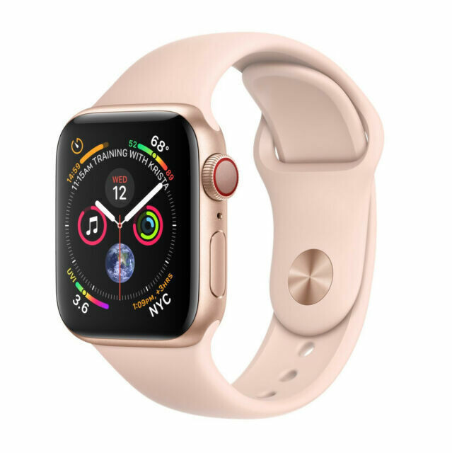 NEW Apple Watch Series 4 GPS LTE 44mm Gold Aluminum Case & Pink Sand Sport Band