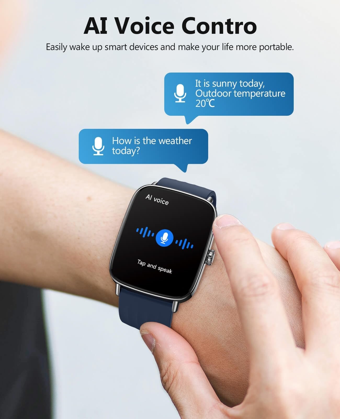 SOUYIE Smart Watches Men Women, 1.85″ AI Voice Smartwatch, 24/7 Heart Rate