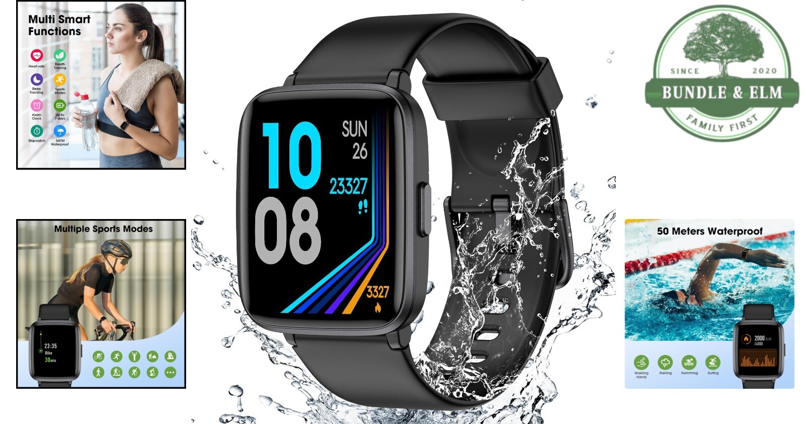 Fitness Tracker Watch with Heart Rate Monitor Large Screen Waterproof Activity