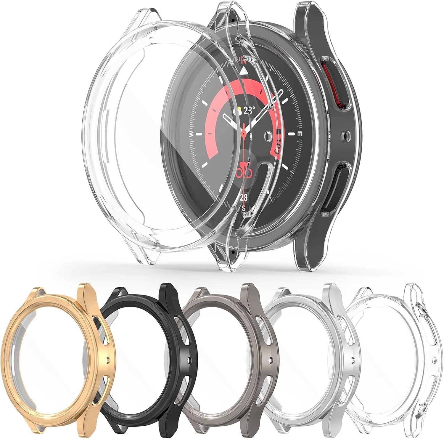 5Pack Screen Protector Case for Galaxy Watch 5 Pro 45mm Full Protection Cover