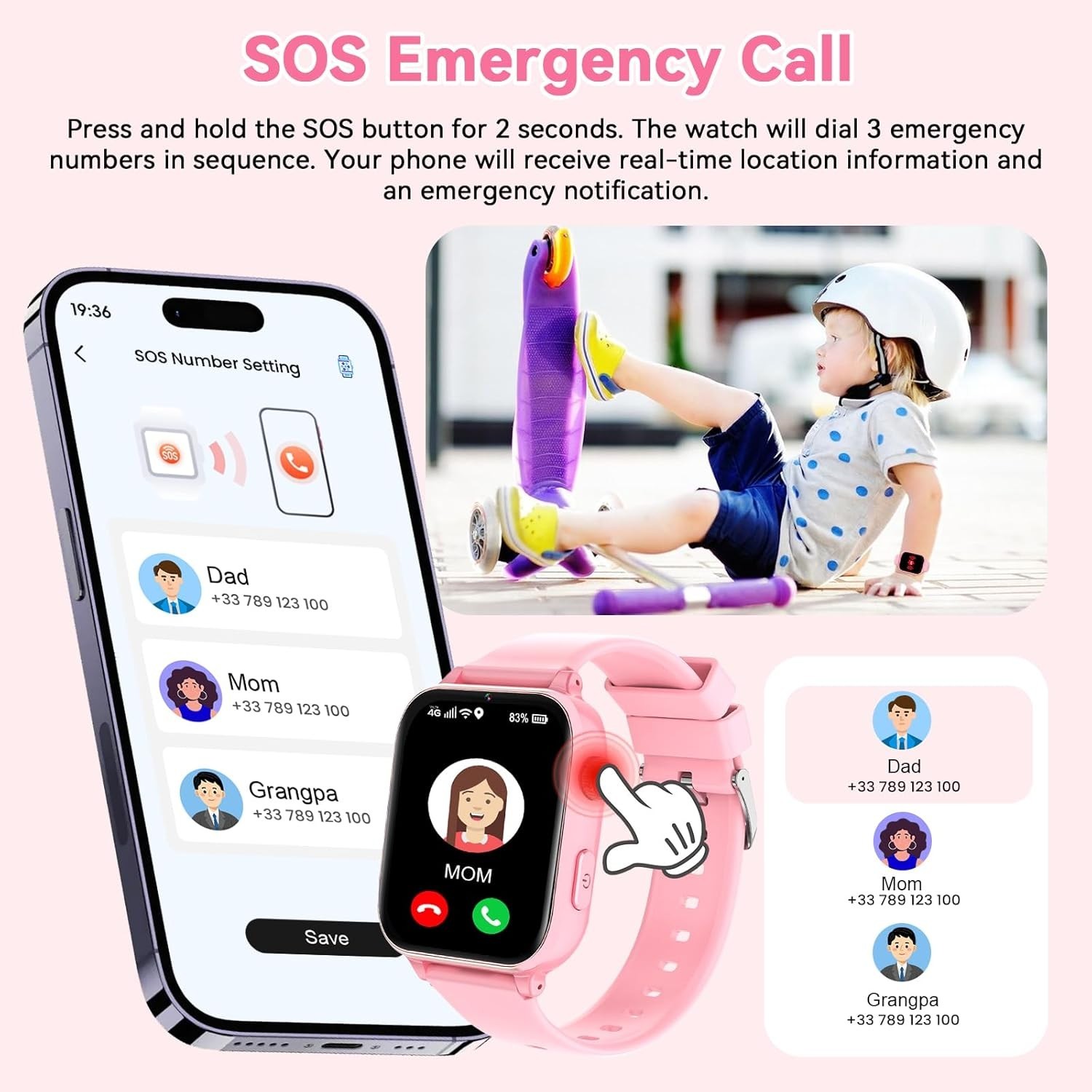 4G Kids Smart Watch Phone GPS, Smartwatch for Boys Girls Ages 4-12 with Vide…
