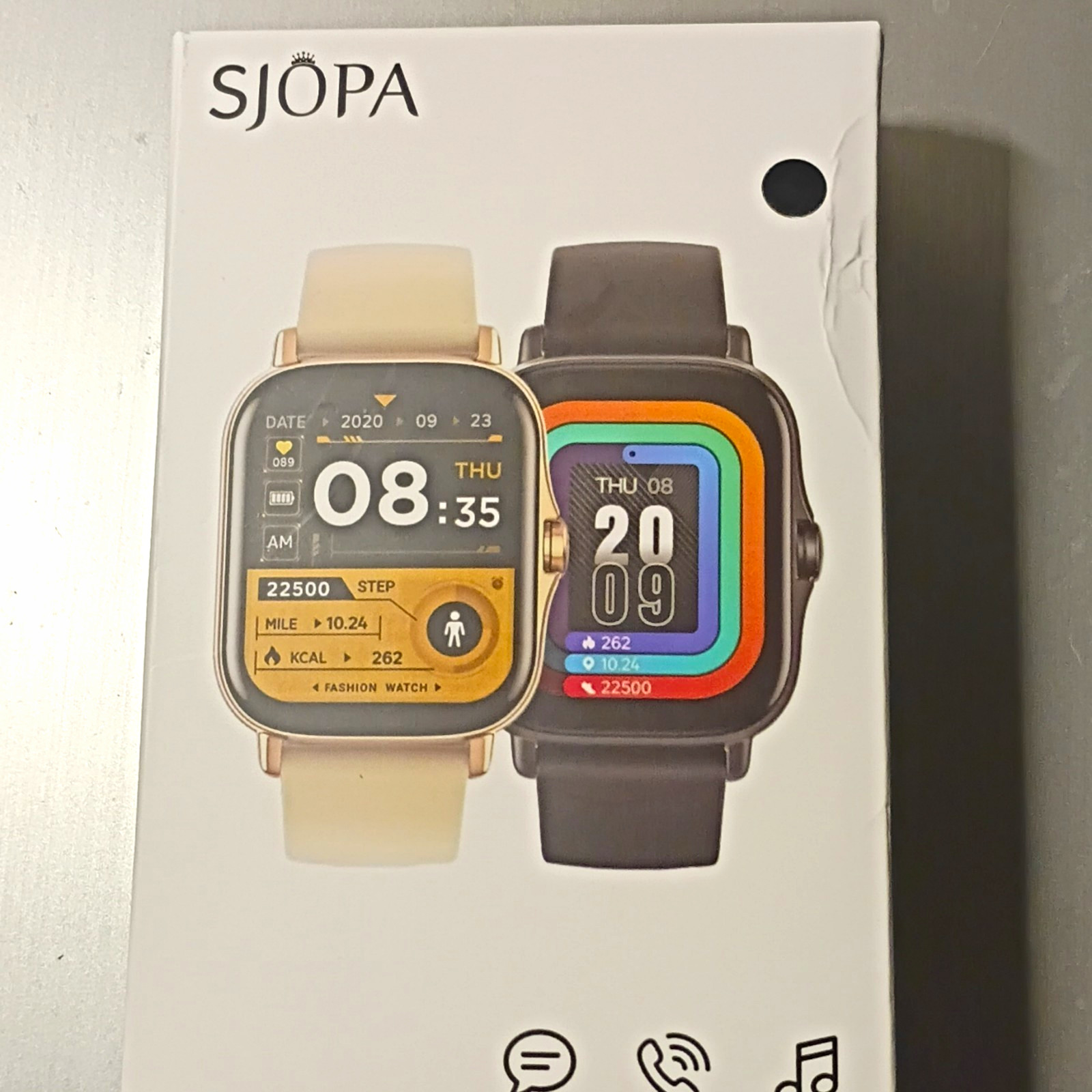 SJOPA Y13 44mm Black Touchscreen Fitness Smartwatch Black Band