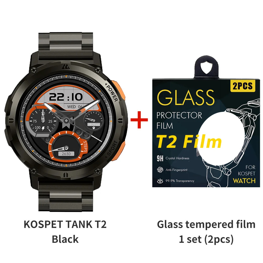 KOSPET TANK T2 Smartwatch AMOLED GPS Call 5ATM AOD Fitness Tracker