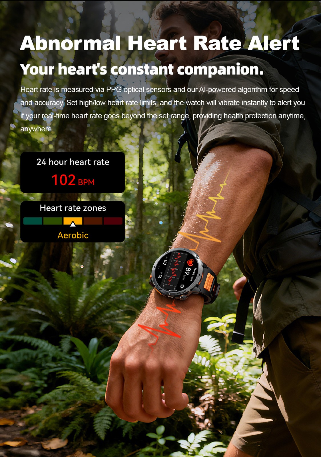 Military Smart Watch For Men Outdoor Flashlight Rugged Tactical Fitness Tracker