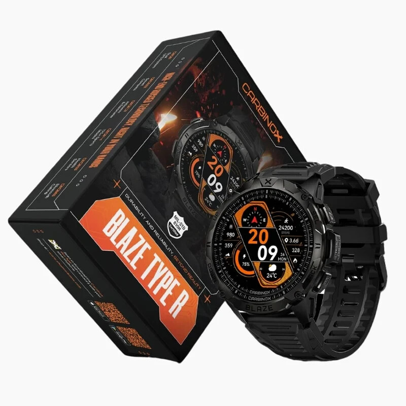 CARBINOX “BLAZE TYPE R ” Tactical Military Smartwatch IP69K Black – NEW w/ BONUS