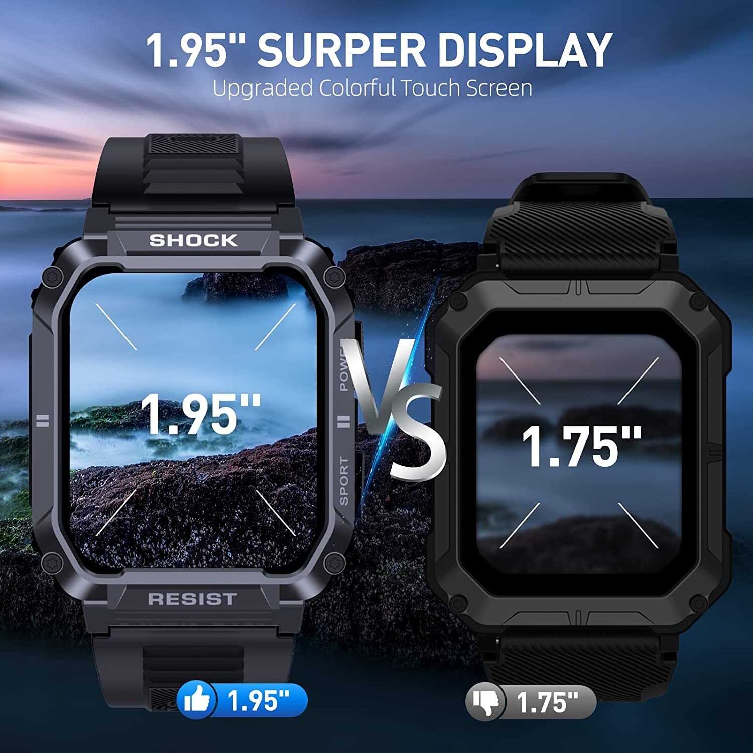 SMART WATCH New Military IP68 Waterproof Answer/Make Calls for iPhone & Android