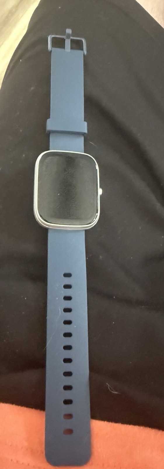 T60 Smart Watch Fitness Tracker 1.91in Silver Case Blue Silicone Band Waterproof