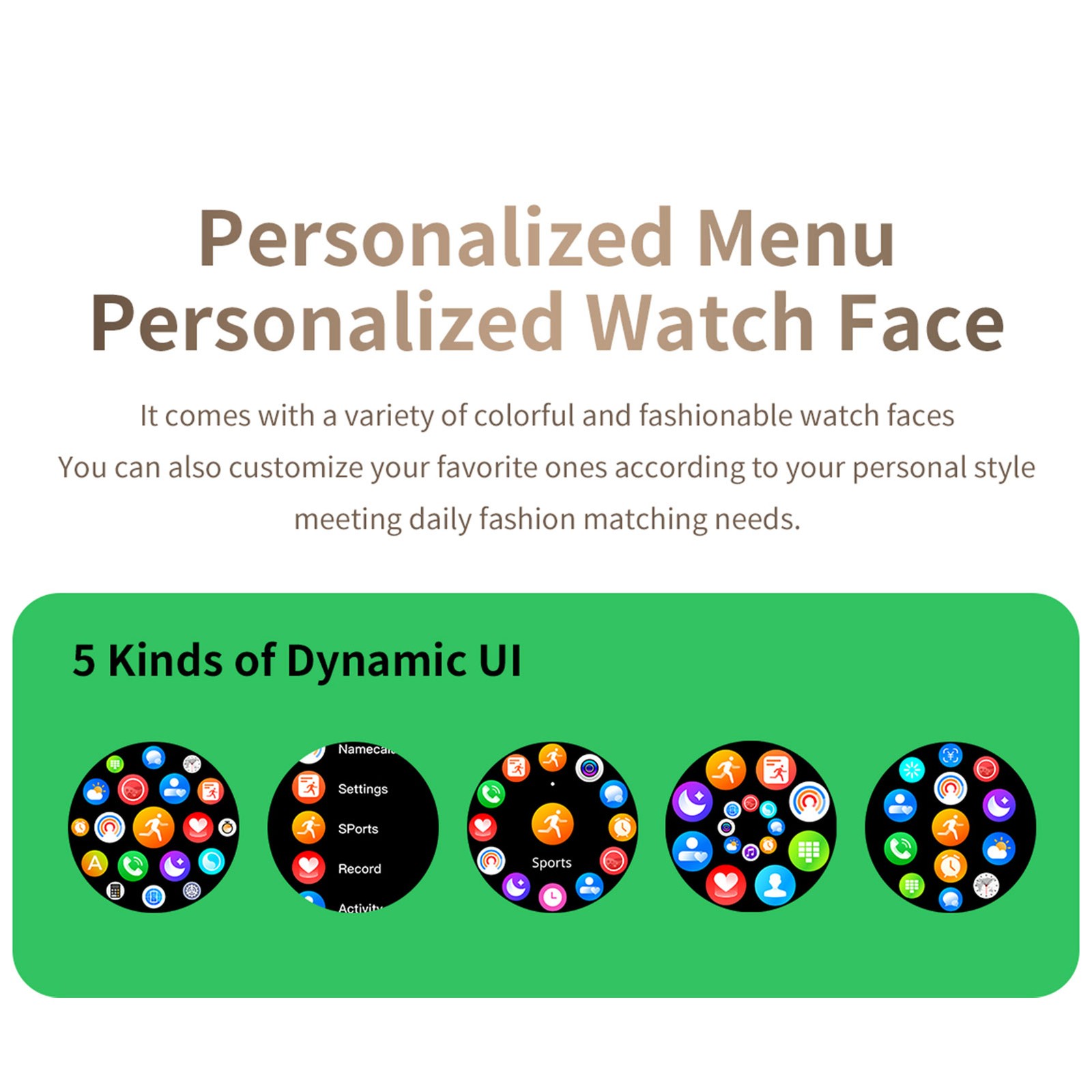 Sports Smart Watches 1.27 Inch High-Definition Touch Screen Fitness Tracker QZCR