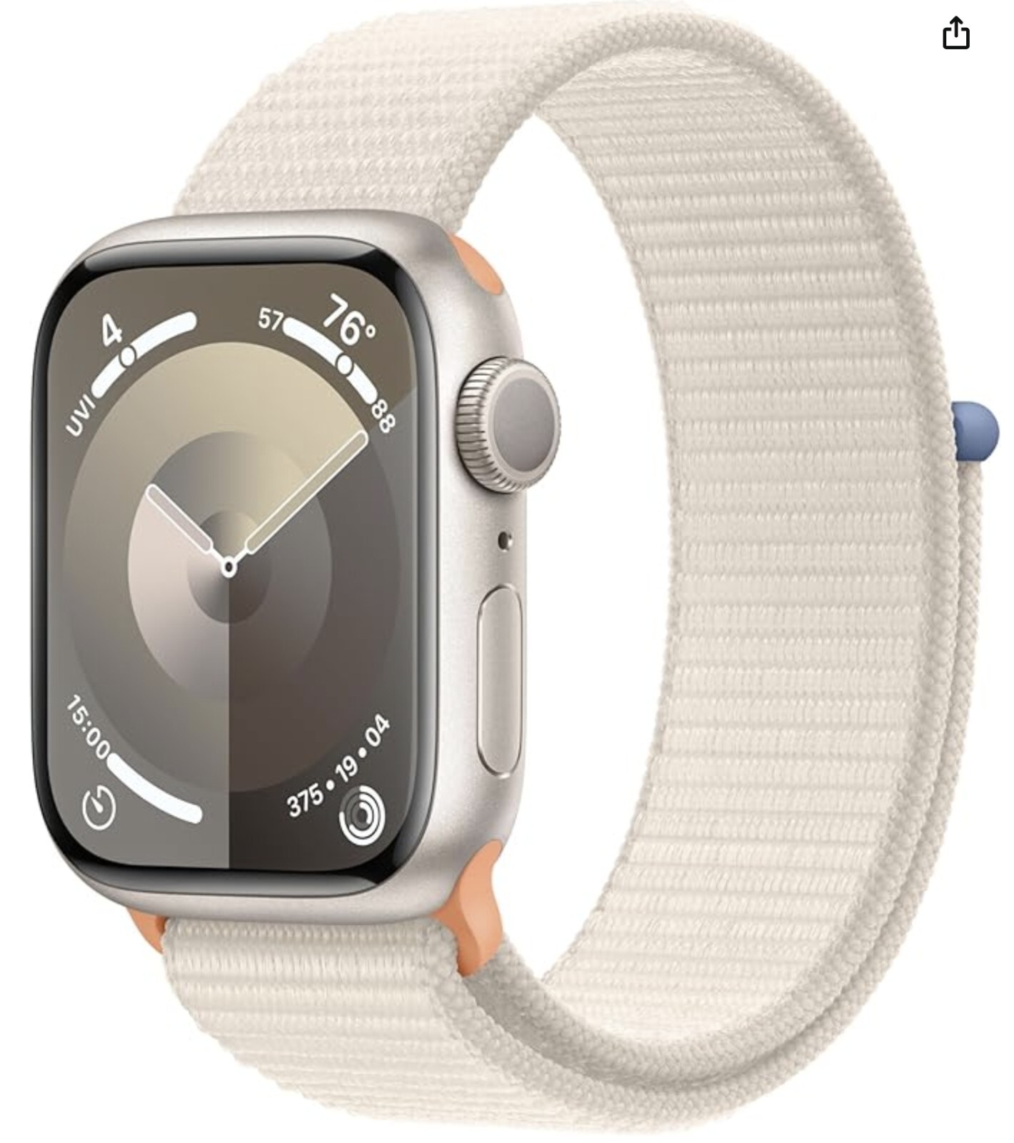 Apple Watch Series 9 41mm Aluminum Case with Sport Loop – Midnight, S/M (GPS)