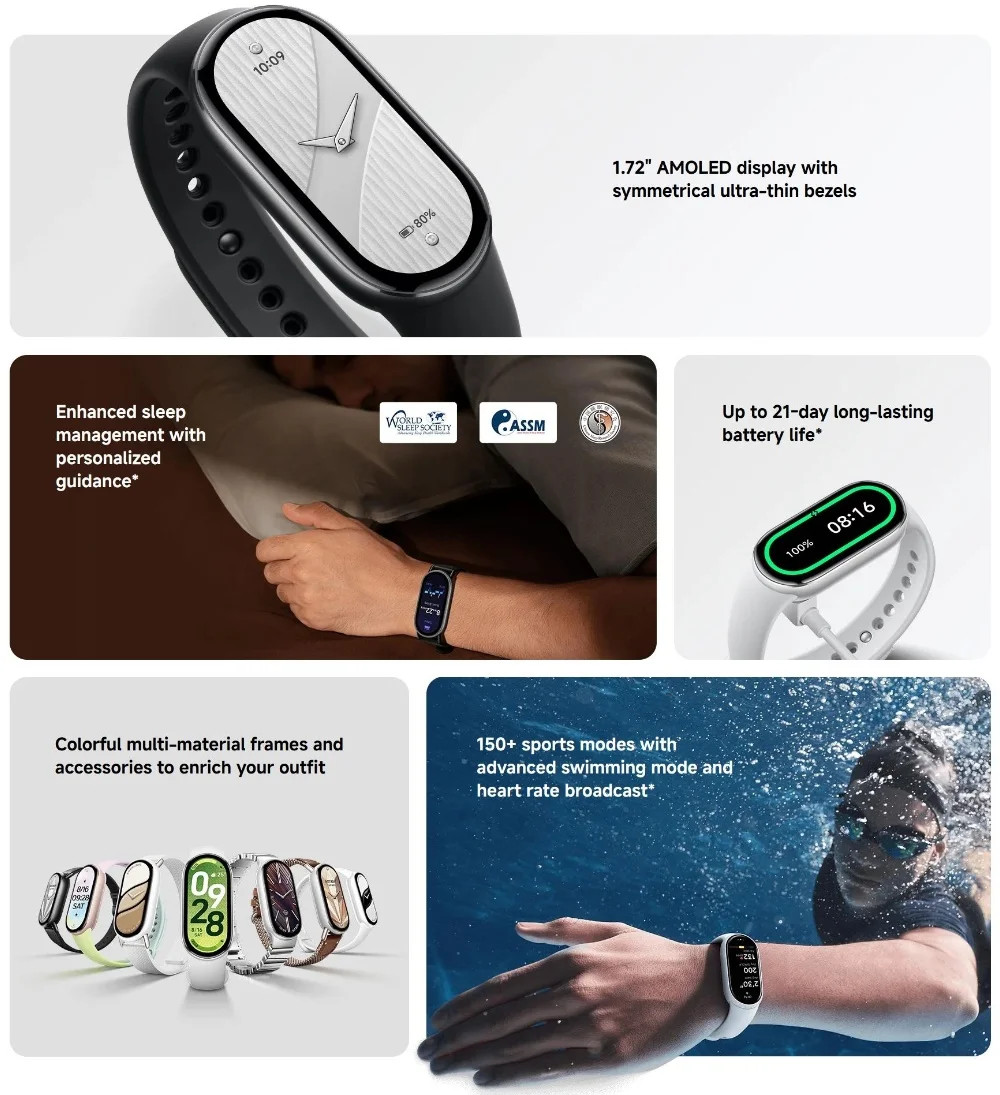 Global version of Xiaomi smart bracelet 10 1.72-inch AMOLED display watch 5ATM
