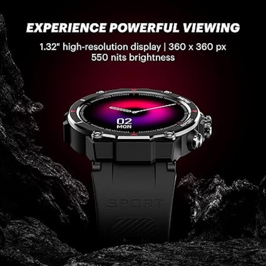 Noise Force Rugged & Sporty 1.32″ Bluetooth Calling Smart Watch, 550 NITS, 7 Day