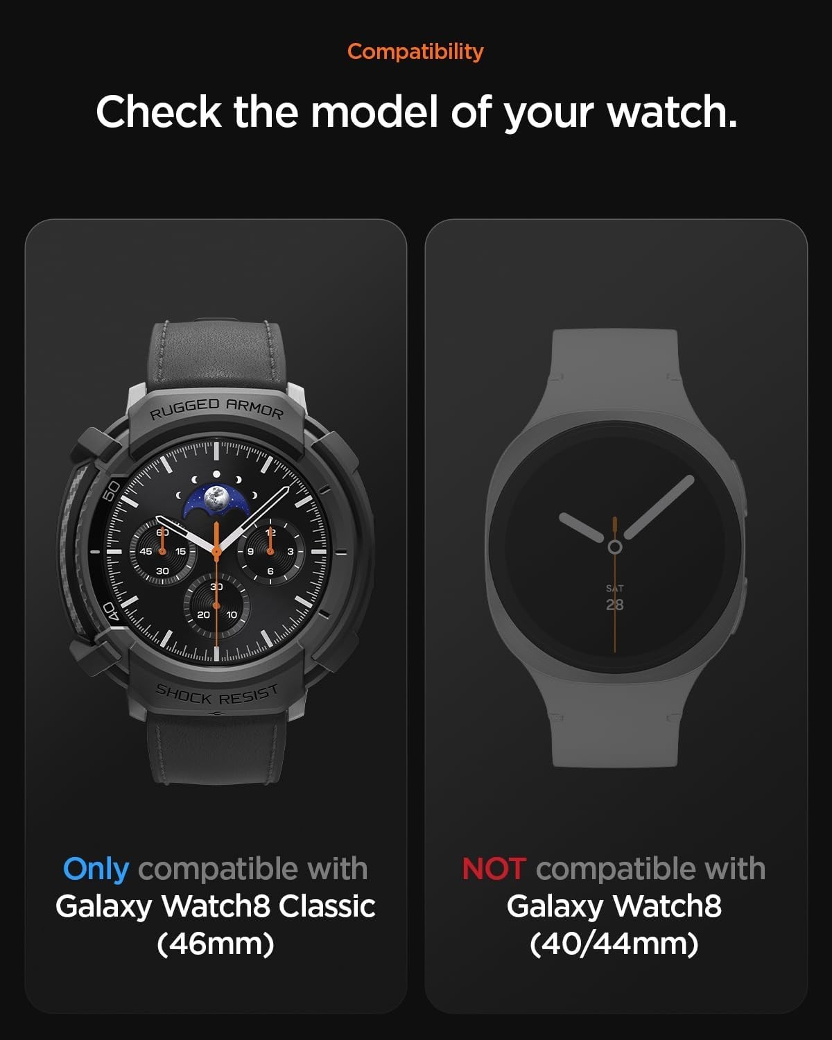 Rugged Armor Samsung Galaxy Watch 8 Classic 46mm Matte Black