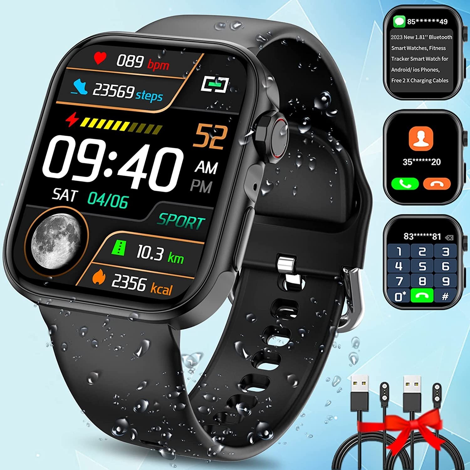 Smart Watch Android IOS 1.81 FullTouch Answer/Make Call/Heart Monitor Waterproof