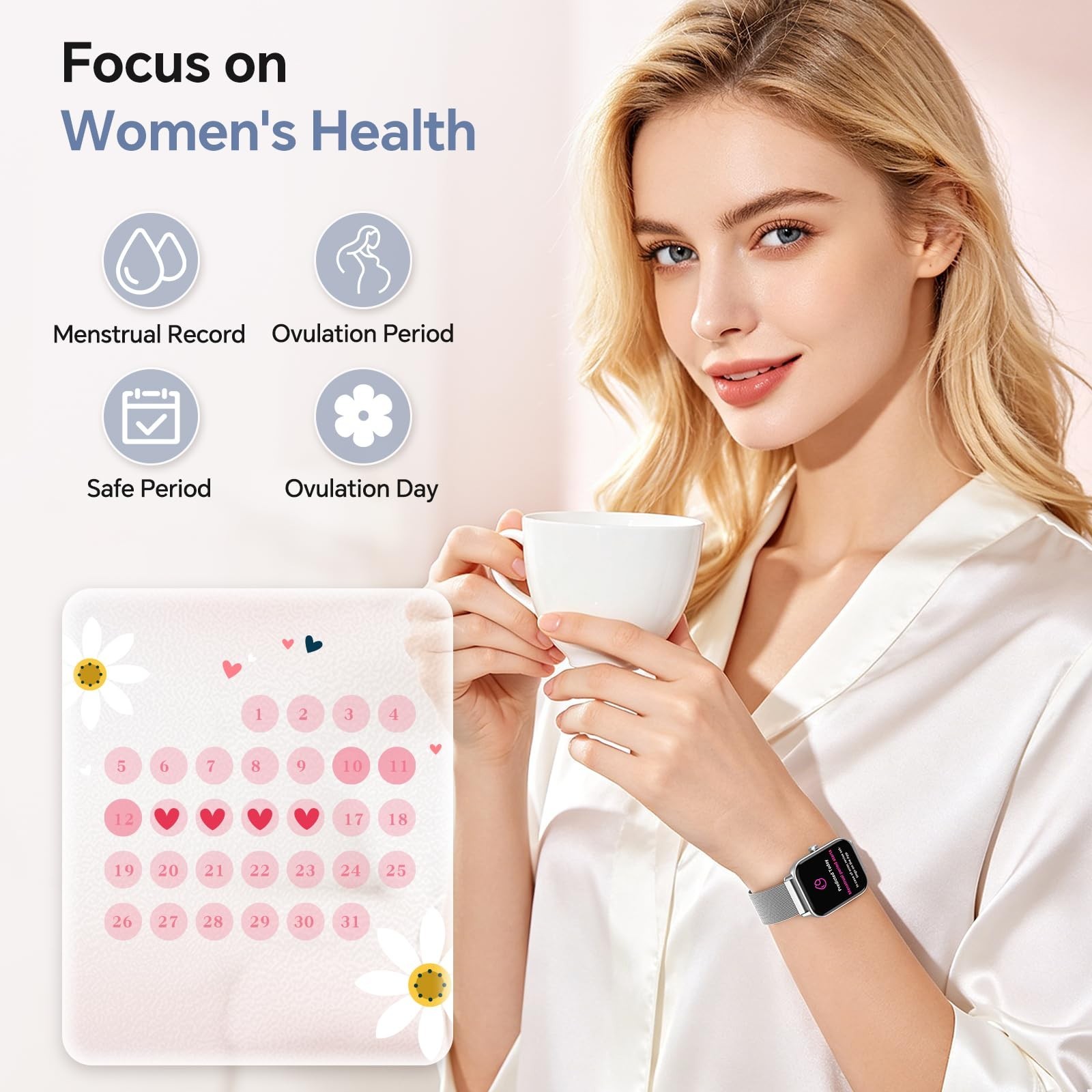 1.85″ HD Smart Watch for Android & iPhone, 120 Sport Modes, Heart Rate, Waterpro