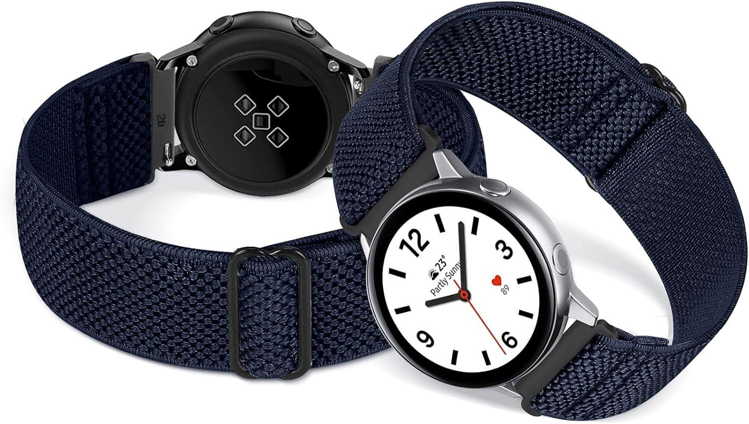 Stretchy Adjustable Nylon Loop Strap for 20mm Watch Bands – Quick Release Design