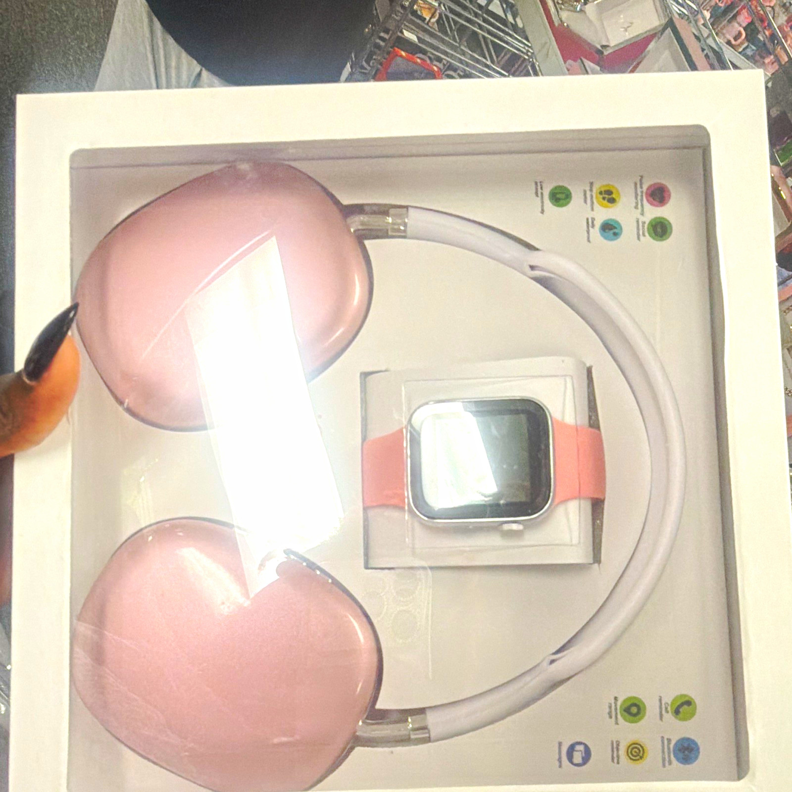 iSMART Series 5 Smart Watch 44mm Silver Metal Case Pink Silicone Band 32GB