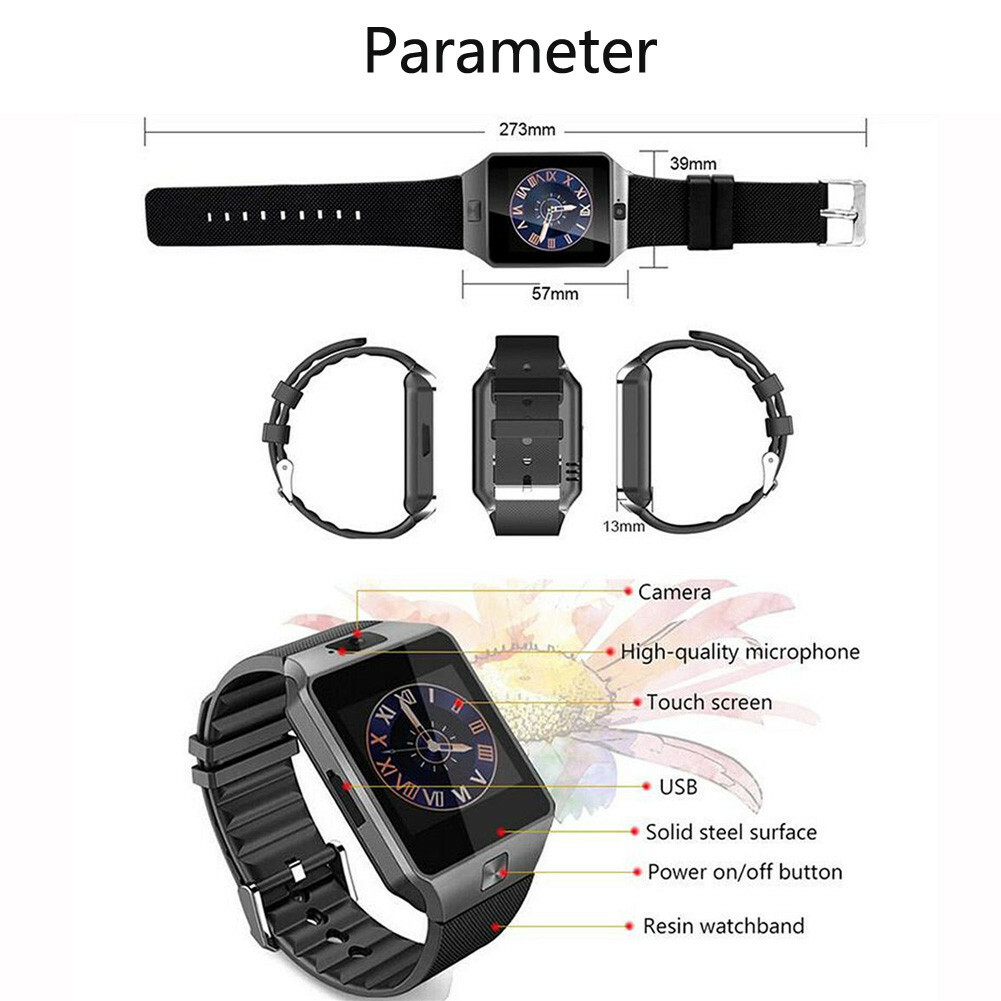 Men Women Smart Watch SIM Camera Sport Wristwatch Bluetooth Bracelet for Android