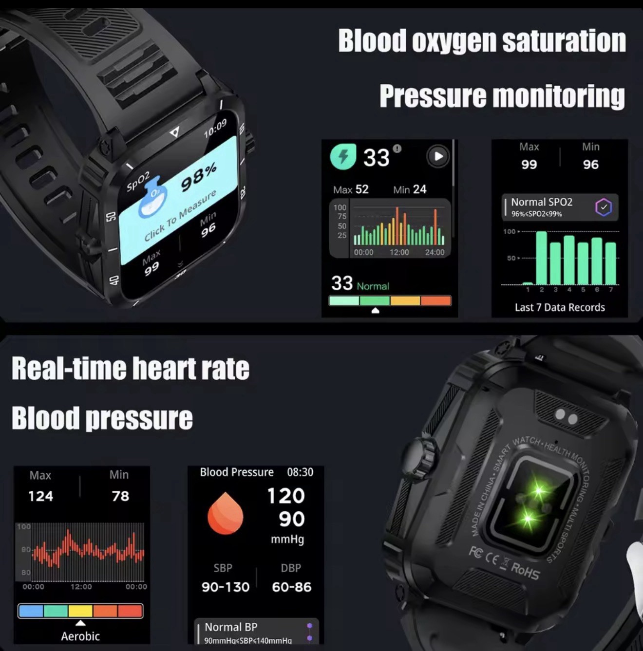 EIGIIS KT71 Smart Watch 1.96” IPS 3ATM Waterproof Bluetooth Call Heart Rate 100+