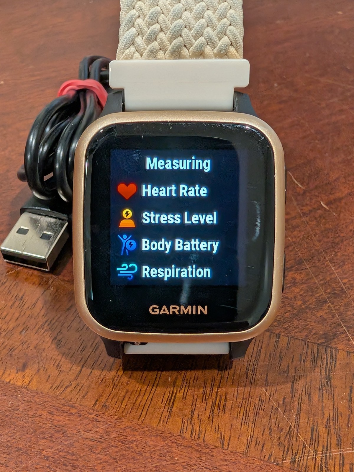 Garmin Venu SQ Music Smart Watch Preowned Gold / Black Fabric strap Fully Tested