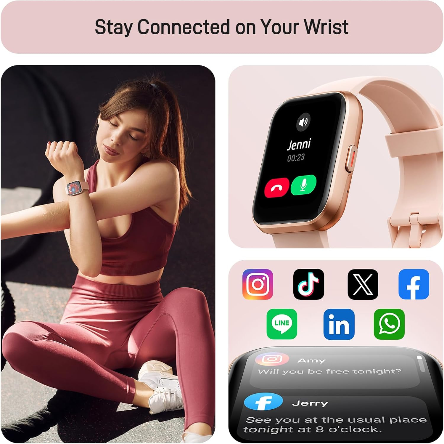Smart Watch for Women Android & Iphone, Alexa Built-In, 1.8″ Touch Screen Fitnes