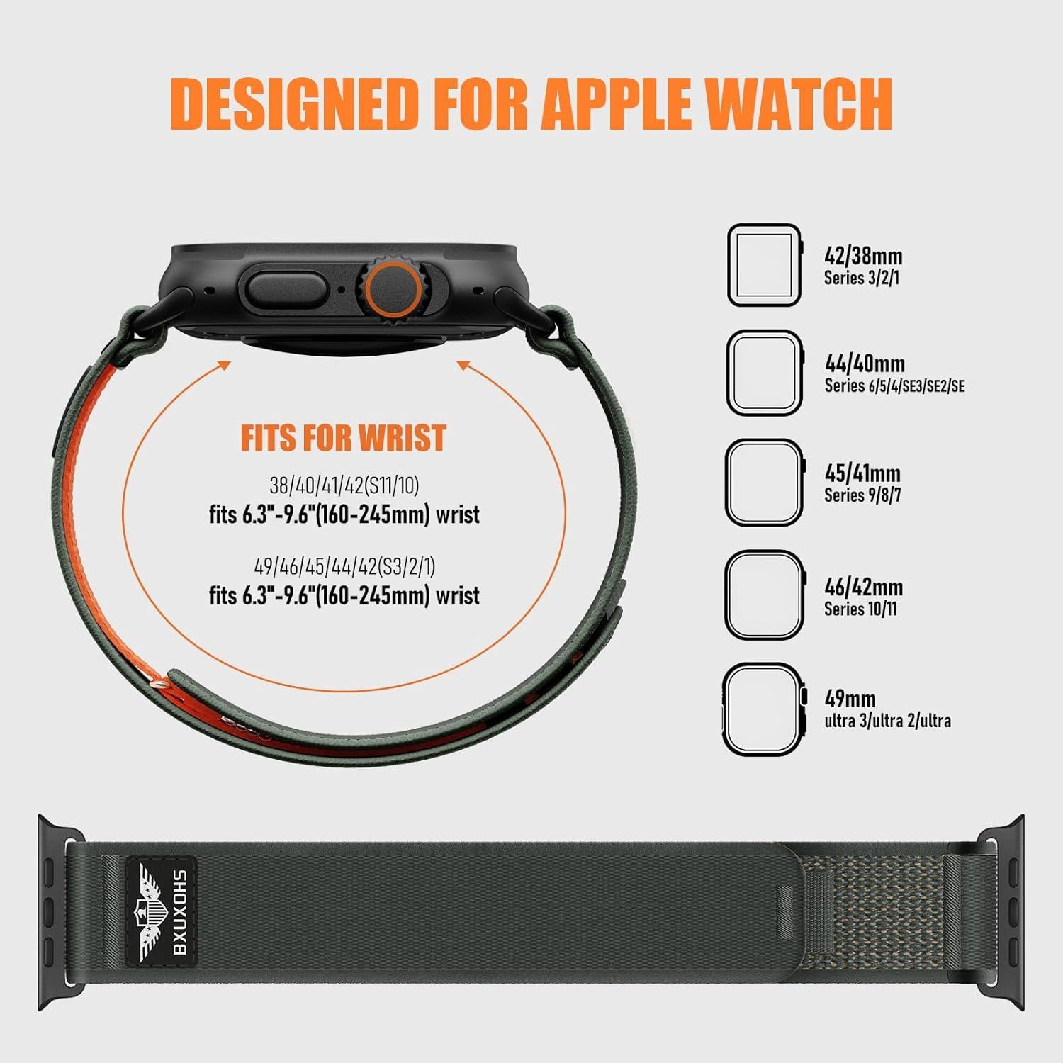 Strap For Apple Watch Ultra 3/2/SE, Sport Breathable Soft Nylon Black