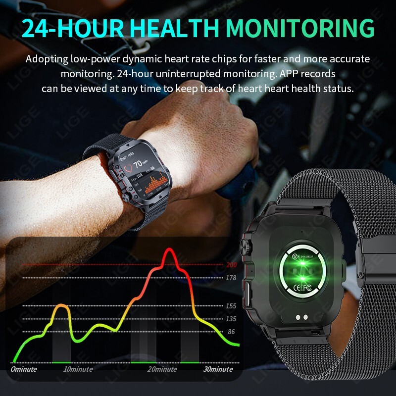 Smart Watch for Men Women Heart Rate Music Player Waterproof for iPhone Android