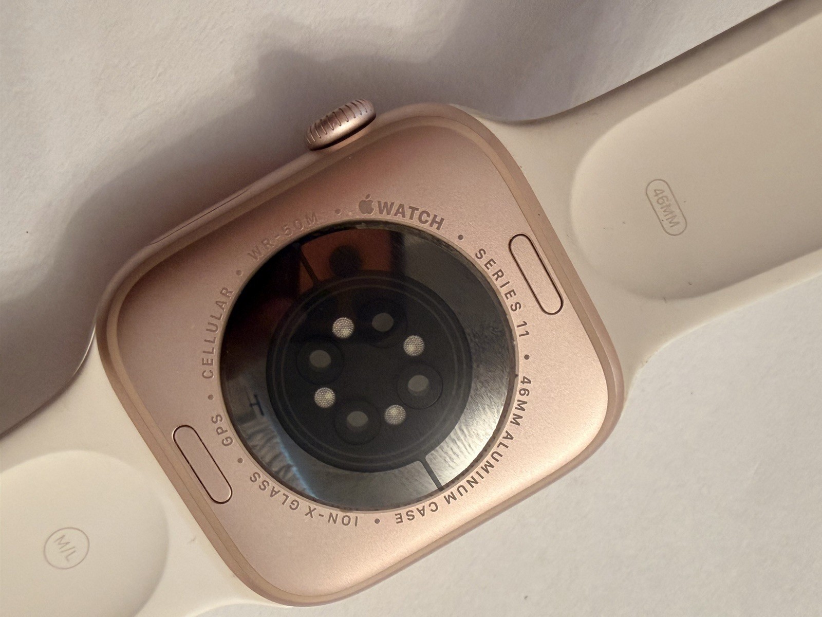 Apple Watch S11 (GPS + LTE) 46MM Rose Gold Aluminum Case Light Blush Sport Band