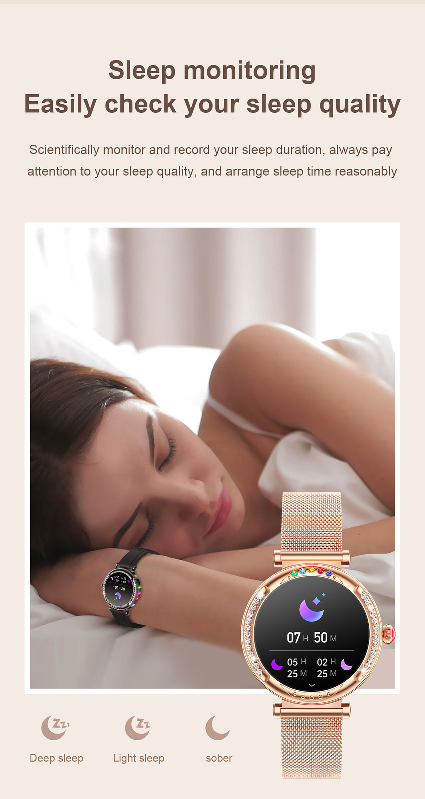 Smart Watch for Girls Women Sleep Monitor Wrist Watch Sports Fitness Tracker