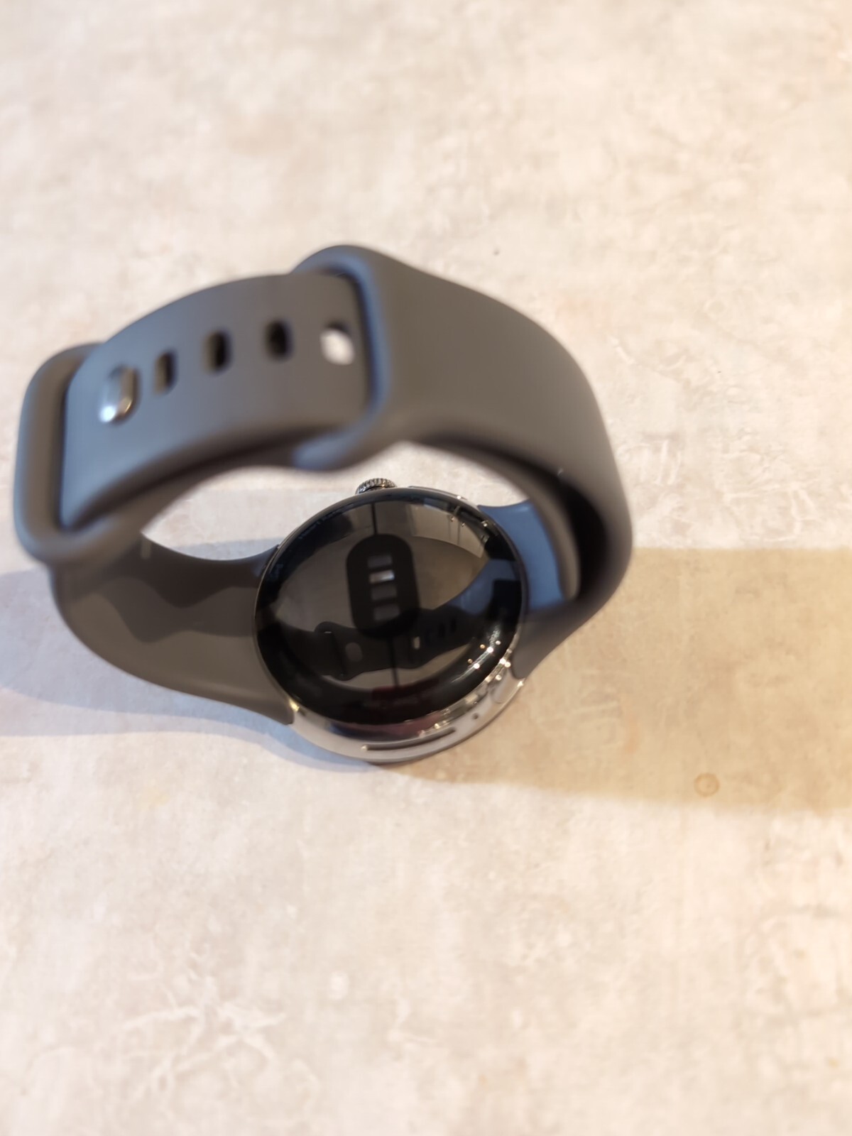 Google Pixel Watch 41mm Polished Silver & Charcoal Band FOR PARTS