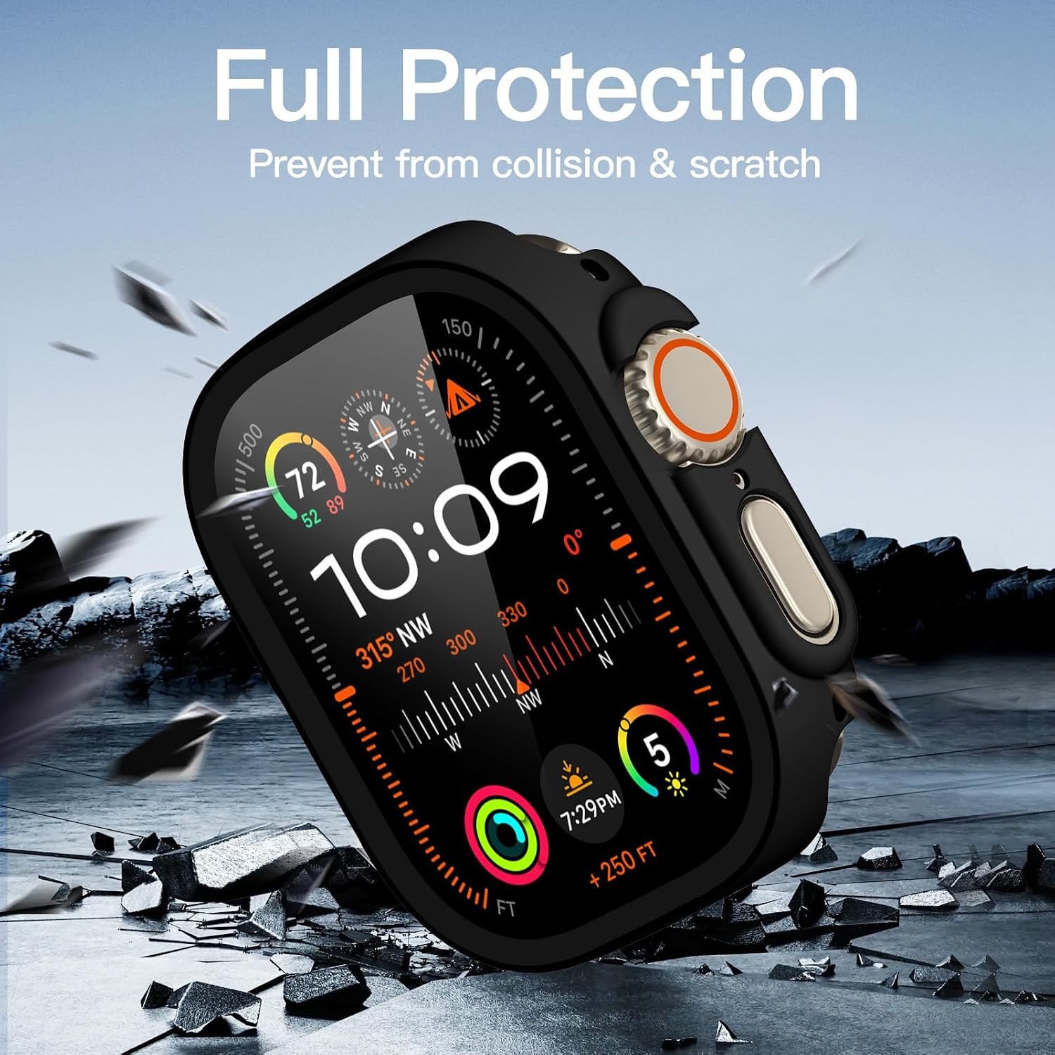 3 Pack Tempered Glass Case for Apple Watch Ultra 49mm Anti-Scratch Bumper