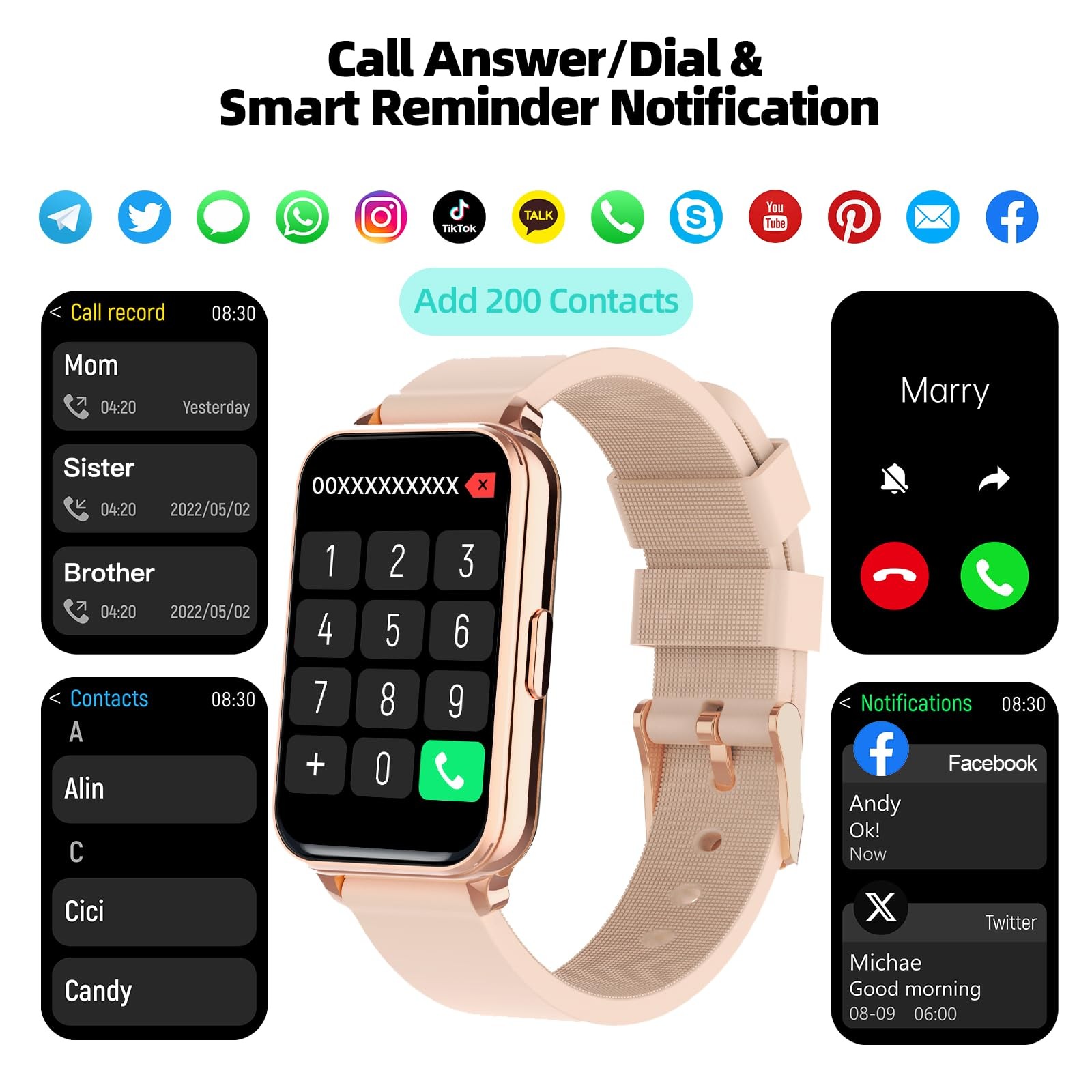 Smart Watch Fitness Tracker Make/Answer Calls for Women Men with Heart Rate B…