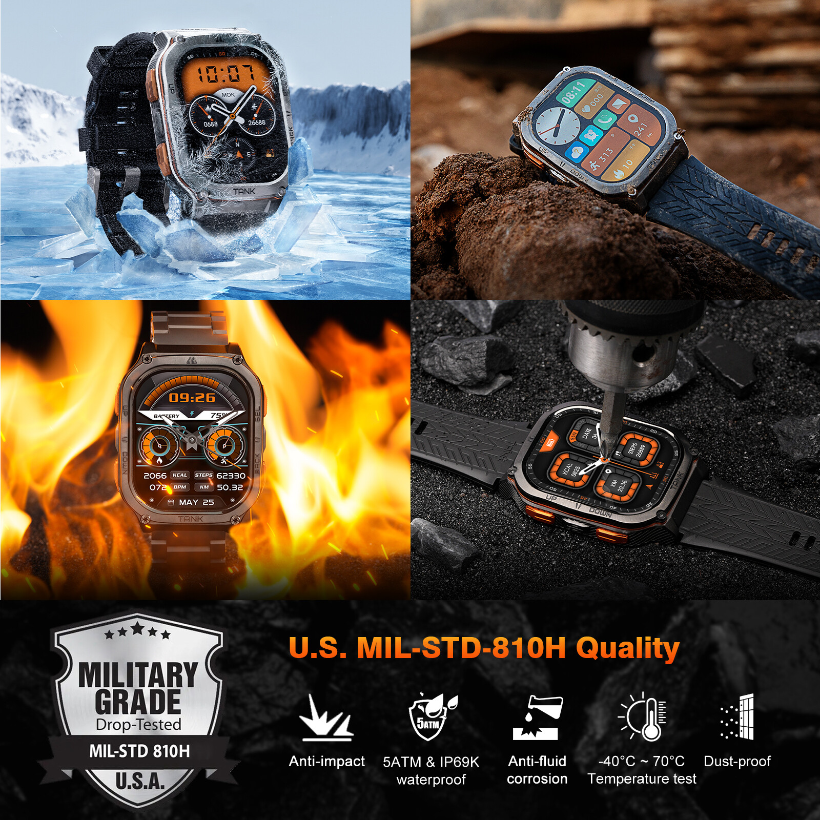 2024 KOSPET TANK M3 Ultra GPS Smart Watch Men Smart Watches 60-Day Long Battery