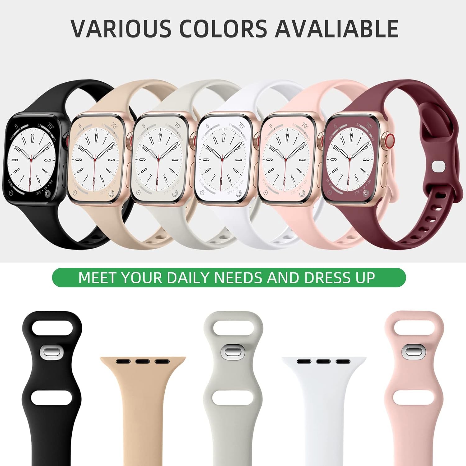 Case For Apple Watch Bands 38mm 40mm 41mm 42mm Slim Soft Sport Strap