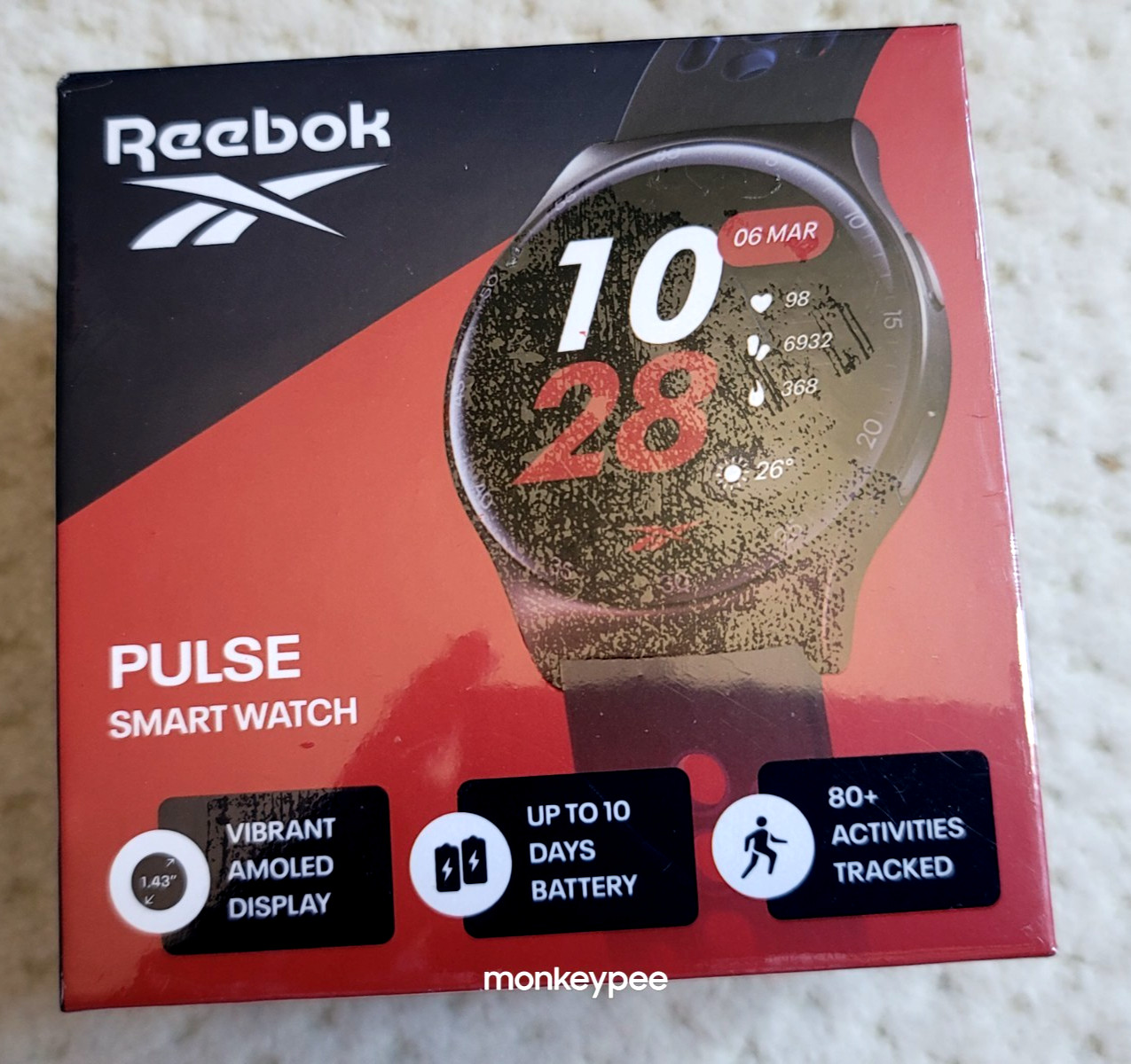 NIB Reebok Pulse Smart Watch AMOLED Display Heart Rate Monitor Midnight Steel