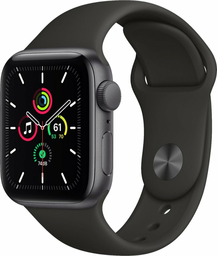 Apple Watch SE 44mm Space Gray Aluminum Case with Midnight Sport Band | New