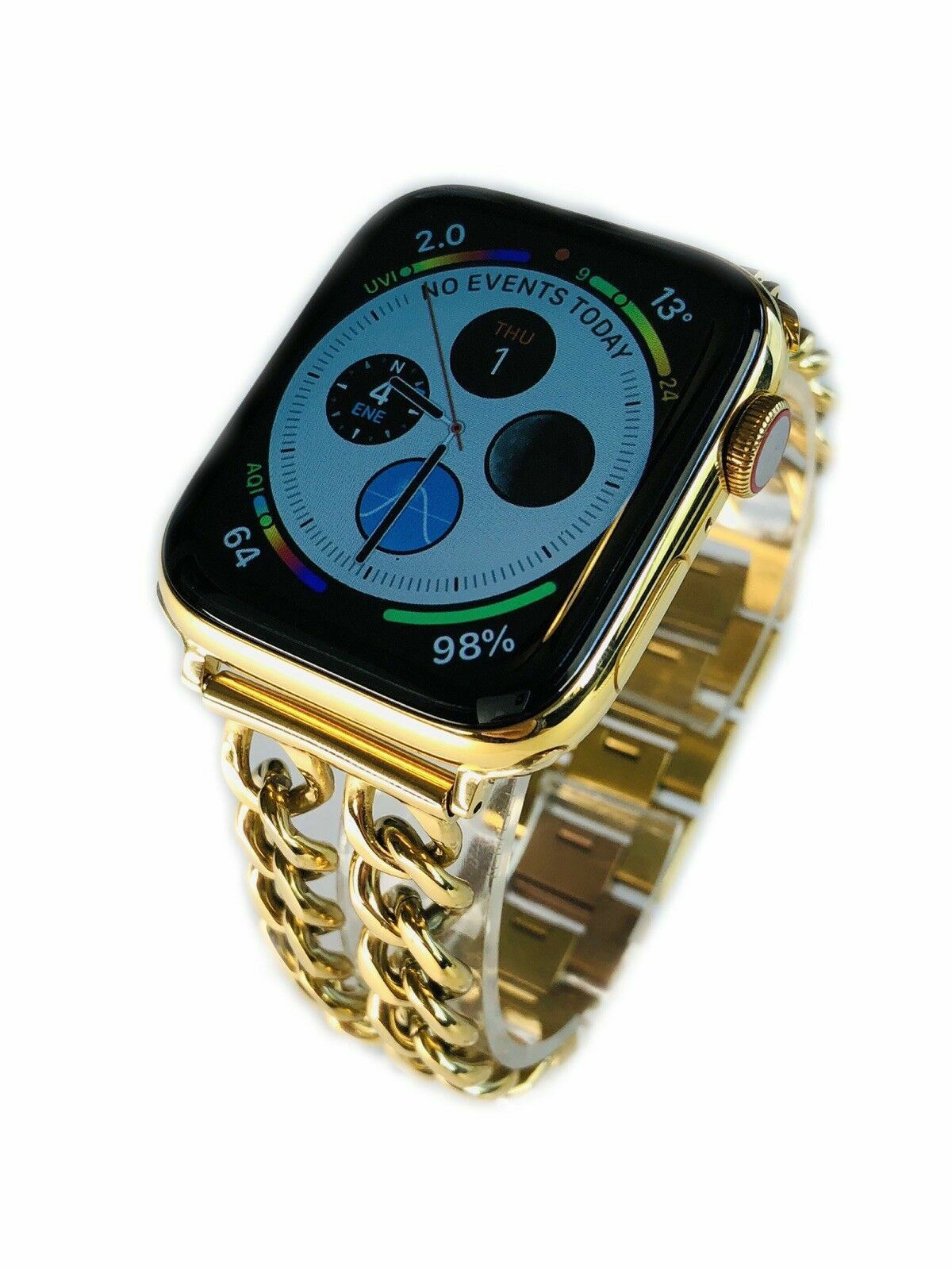 24K Gold Plated 44MM Apple Watch SERIES 4 Gold Links Band CUSTOM Free SB UNIQUE