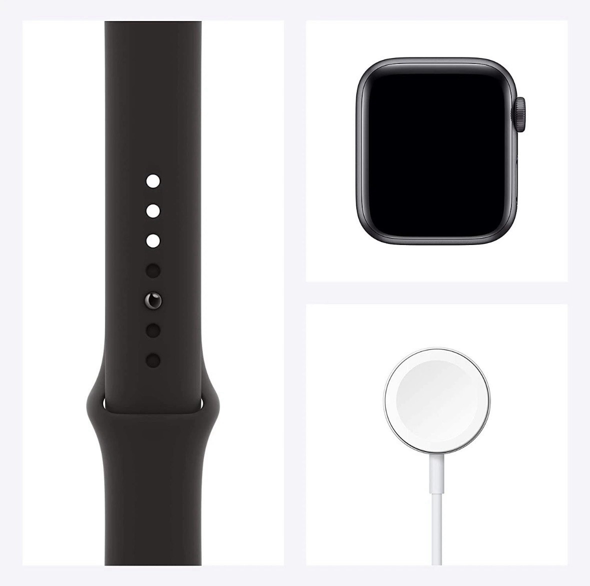 Apple Watch Series 6 44mm Space Gray Aluminum Case with Black Sport Band – GPS