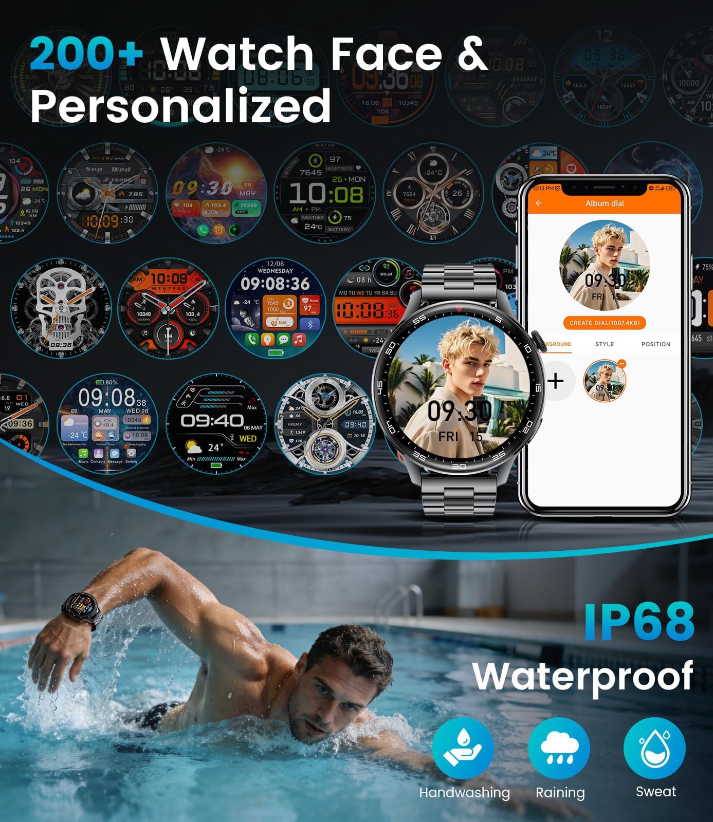 Benyar Smart Smart Watch For Men 17 Hd Large Screen Mens 800Mah