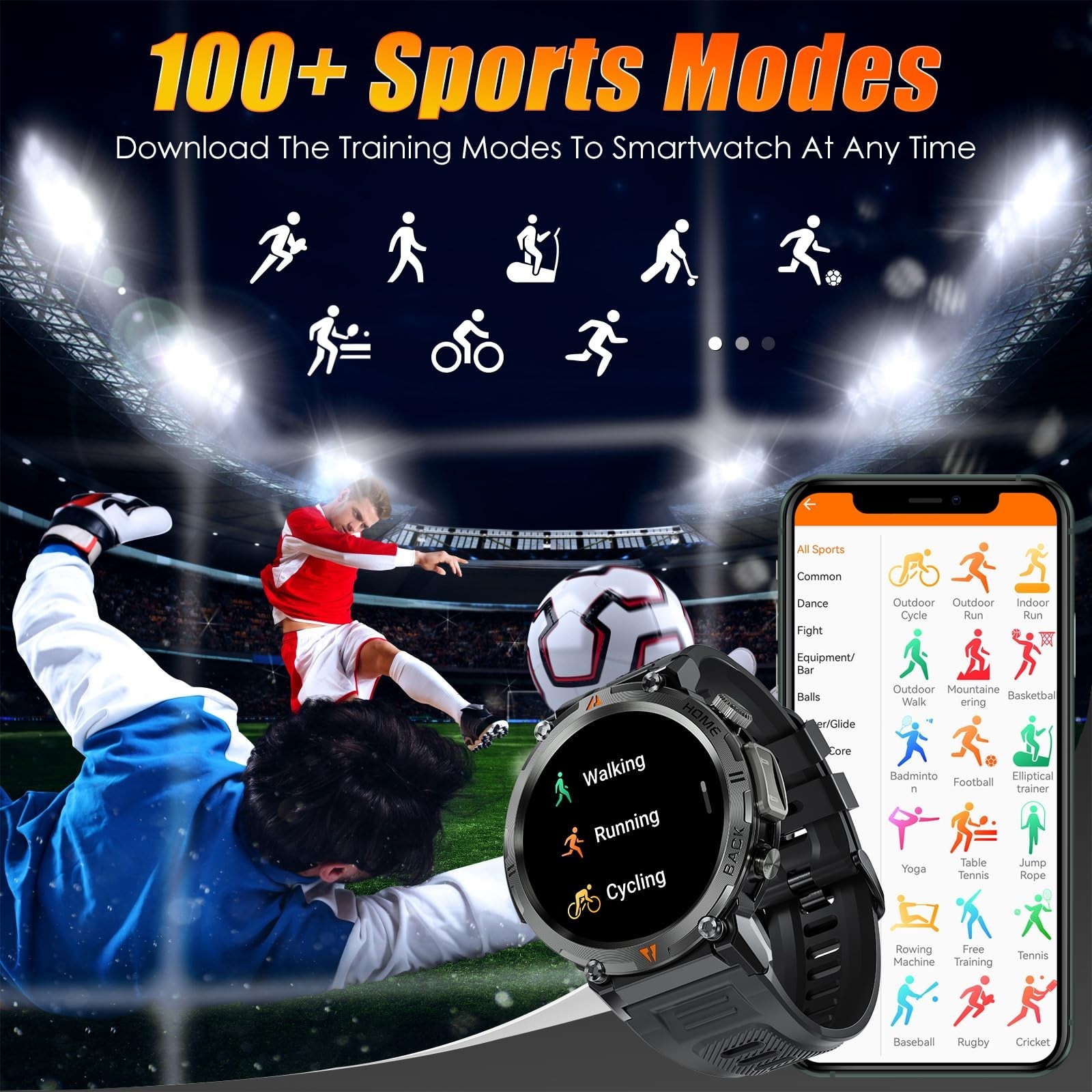 Tactical Military Smart Watch for Men, Bluetooth Call, 1.45″ Screen, Fitness Tra