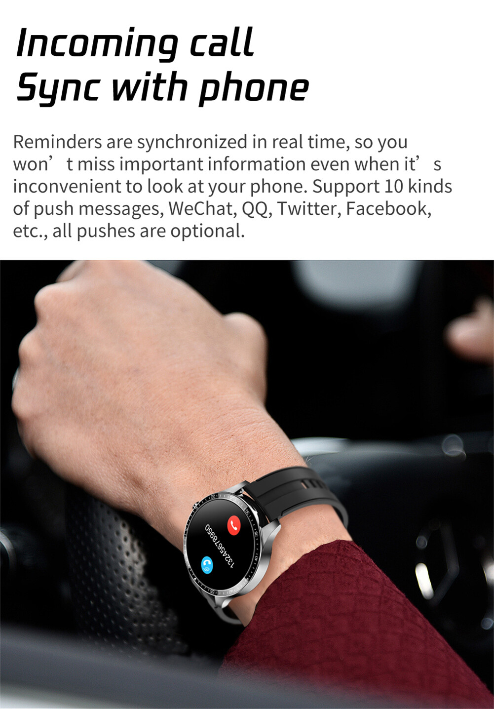 Smartwatch Fitness Tracker Sport Bracelet Business Call Wristwatch for Men