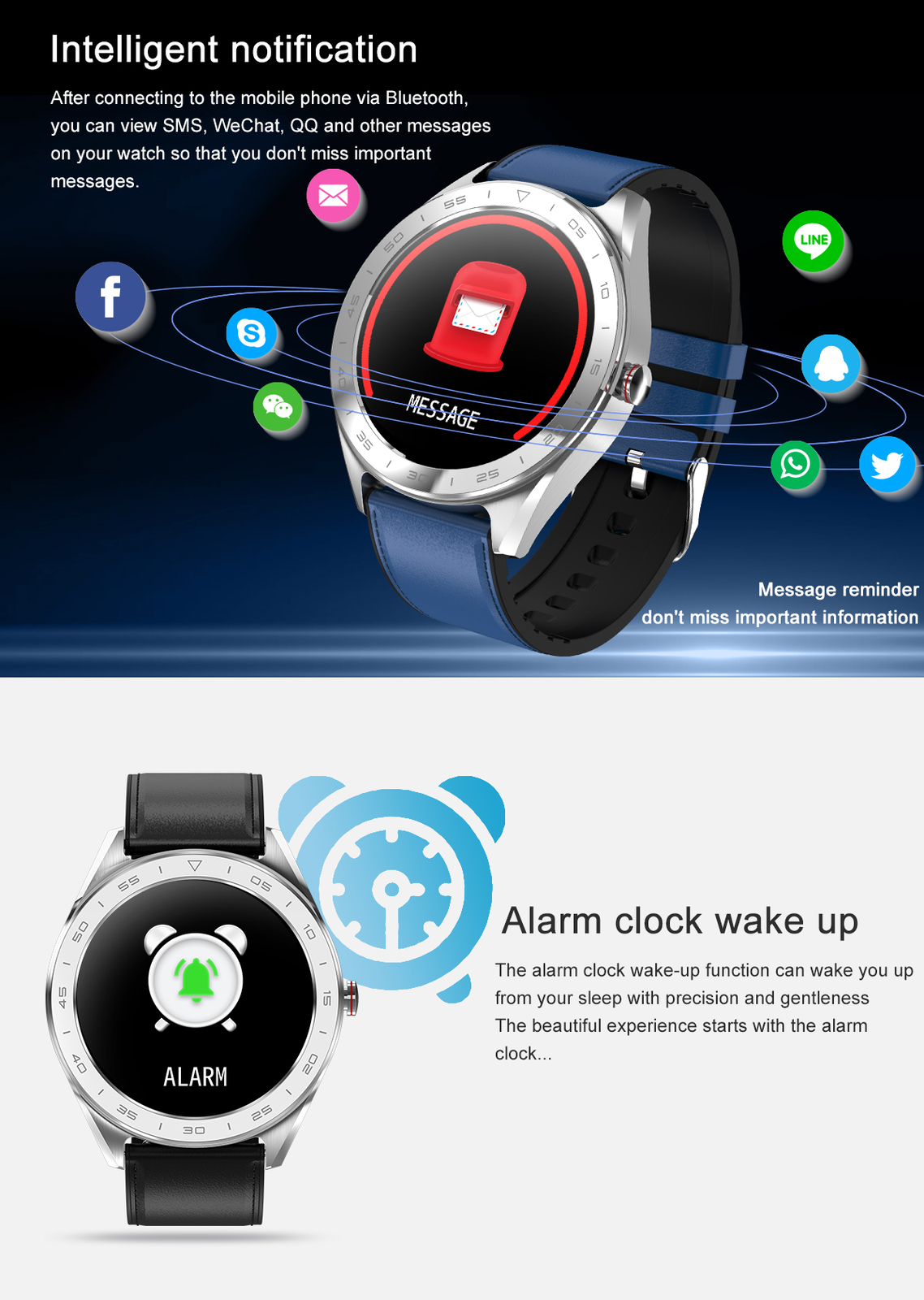 Universal Bluetooth Smart Watch Waterproof Sport Wrist Watch Color Touch Screen
