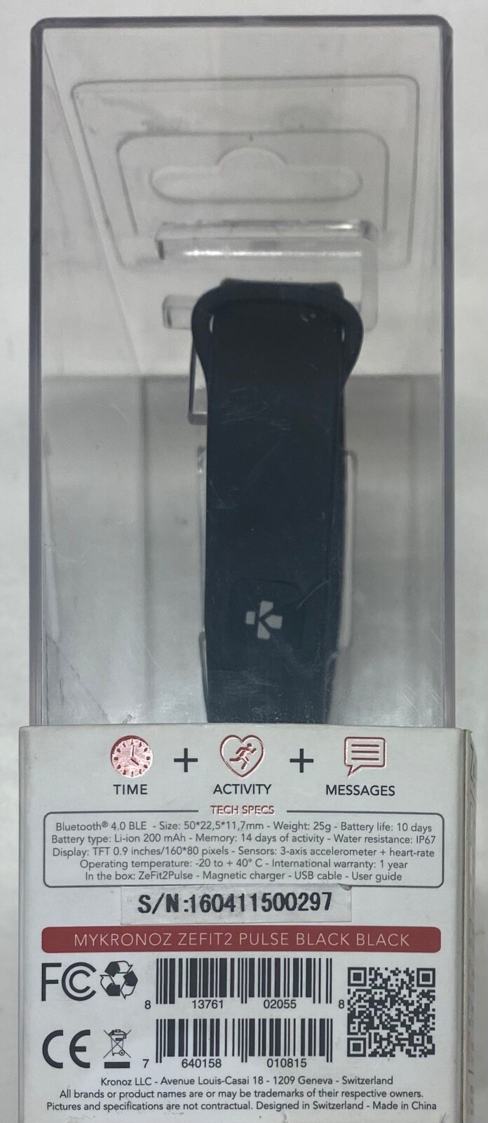 My Kronoz ZeFit2 Activity Tracker Smart Band – Black