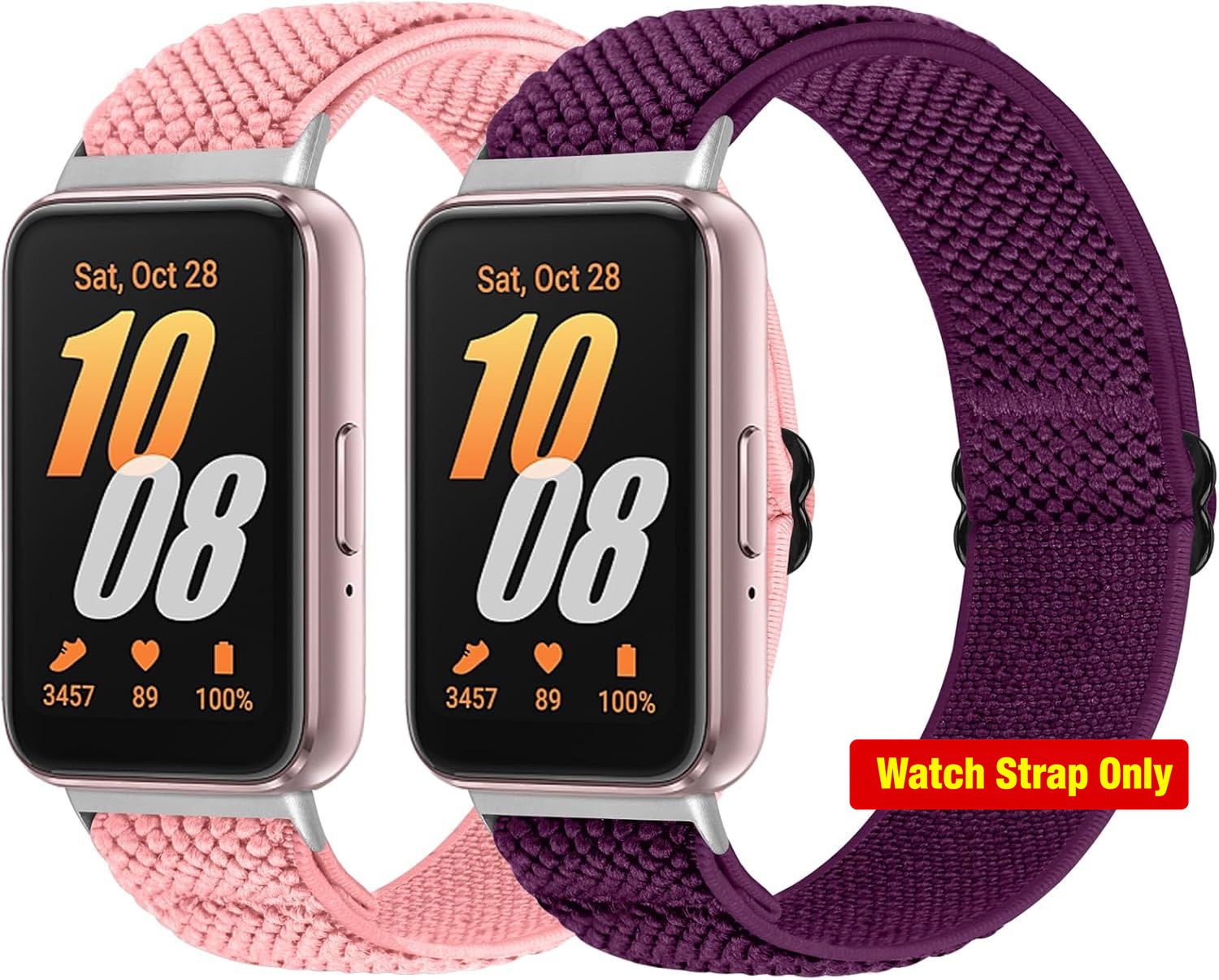 Soft Adjustable Elastic Nylon Wristband Strap for Samsung Galaxy Fit 3 – Pink &