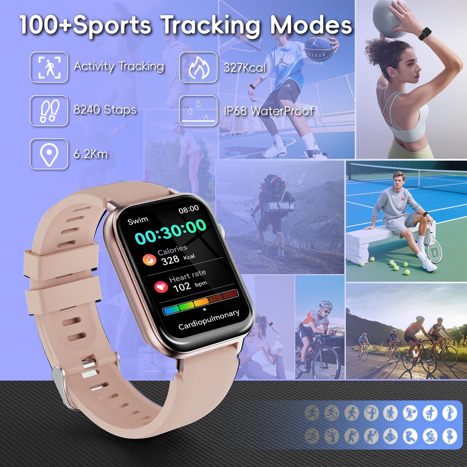 Smart Watch for Men Women Answer/Make Call, 1.85″ HD Fitness Tracker with 24/…