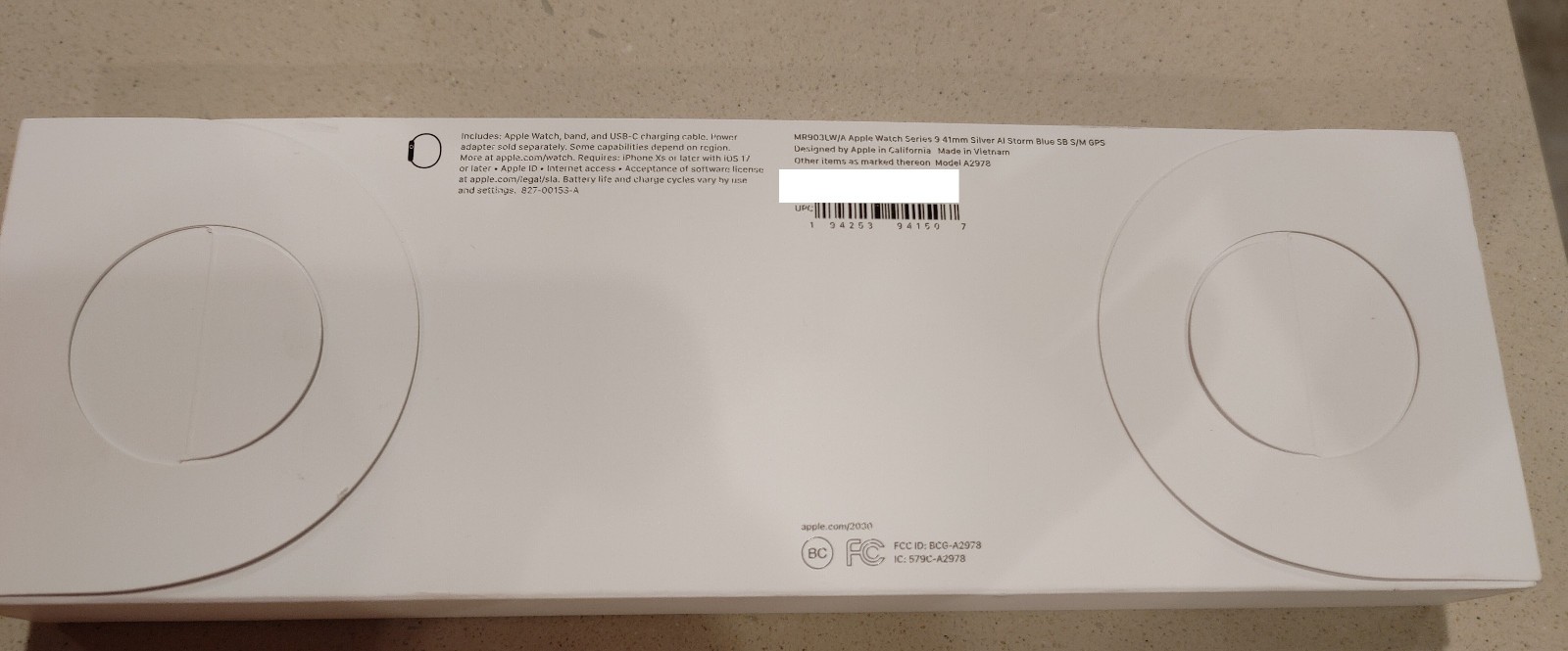 Apple Watch Series 9 41mm Aluminum Case Storm Blue Sport Band Silver GPS New