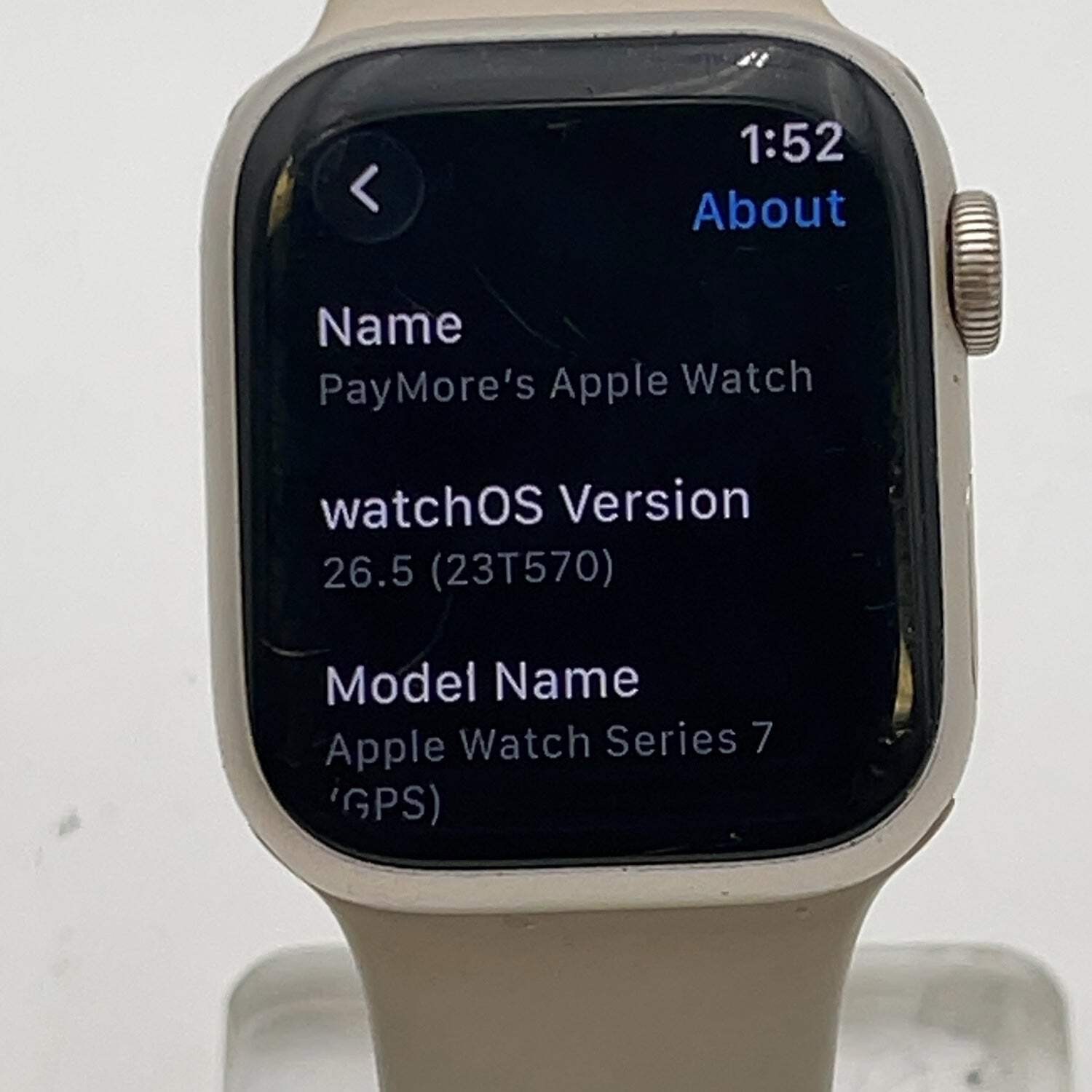 GPS Only Apple Watch Series 7 41MM Starlight Aluminum Gray Sport Band MKMY3LL/A