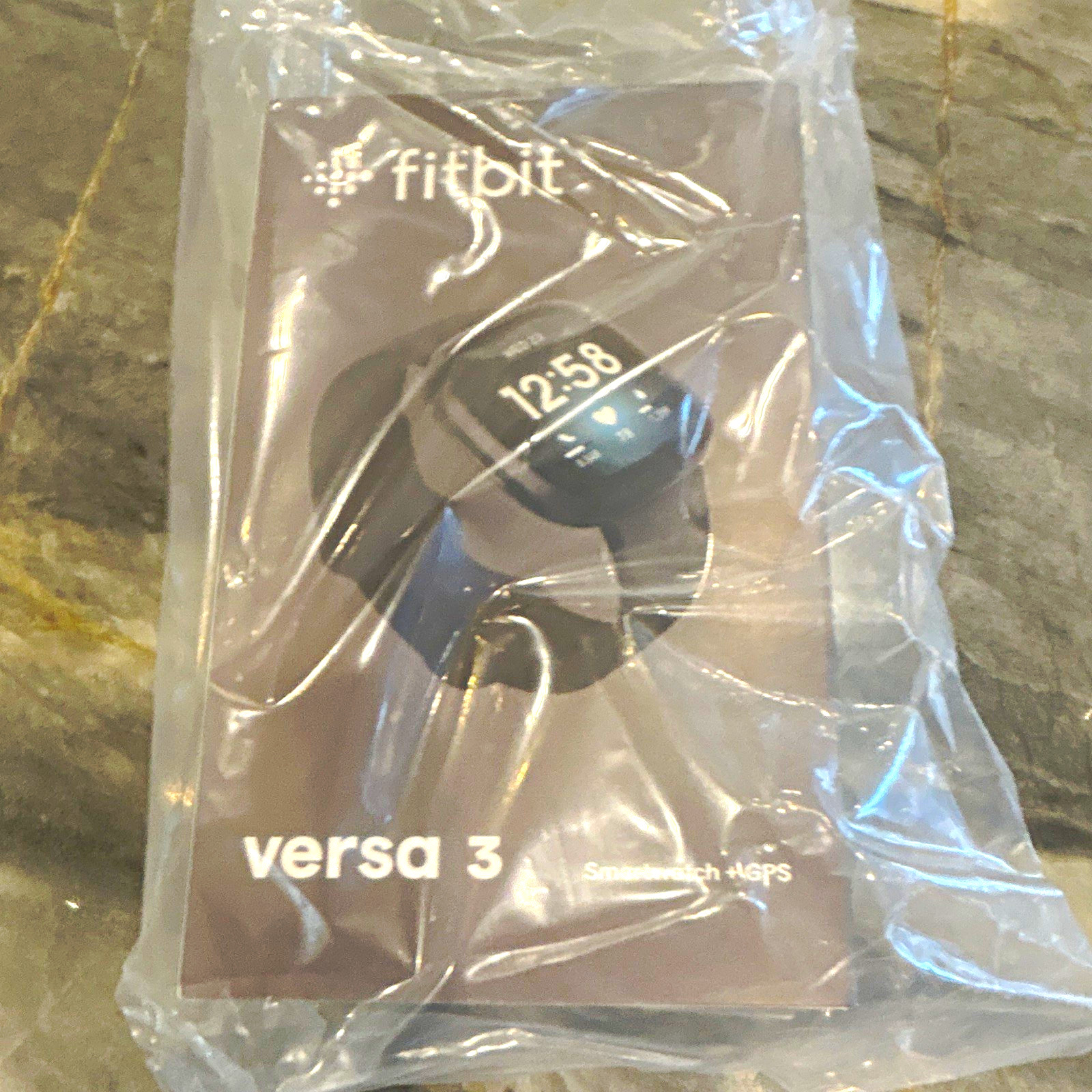 Fitbit Versa 3 GPS Smartwatch Black 40mm Aluminum Case Blue Silicone Band 4GB